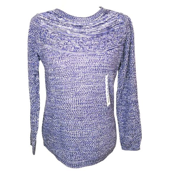 Croft & Barrow Purple Tri Color Marled Multi Knit Pullover Sweater NWT - Picture 1 of 8